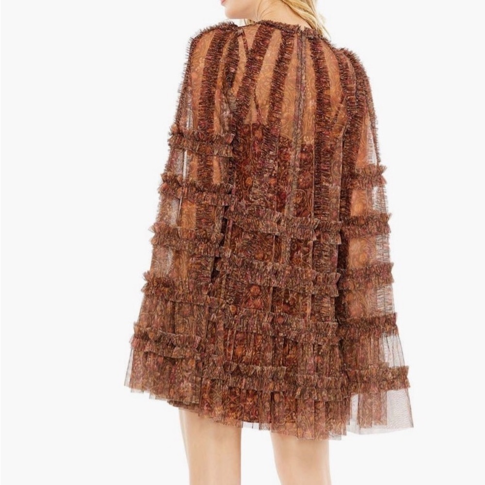 Mac Duggal Textured Brown A-Line Skirt